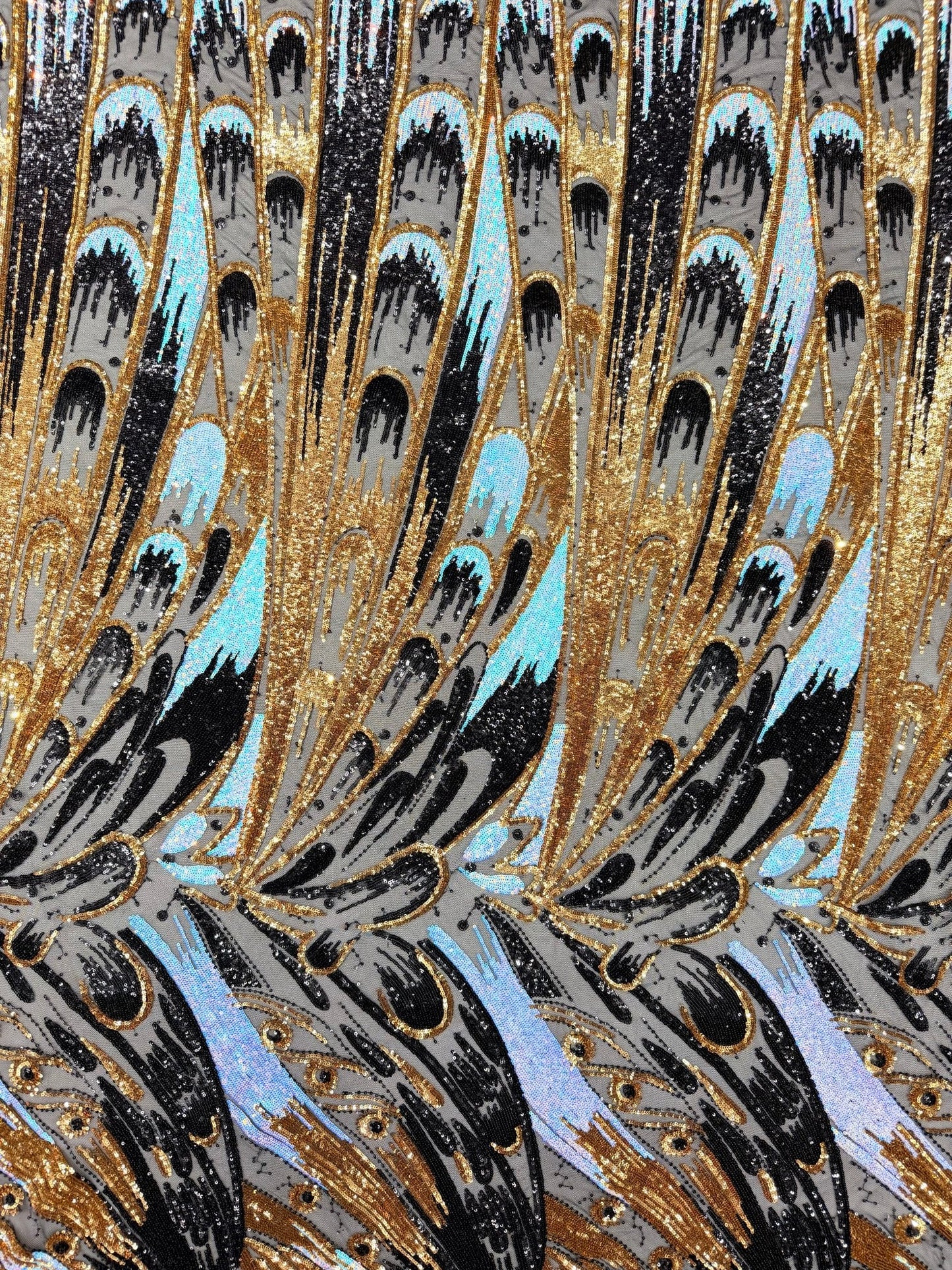 Feather Wing Sequin Fabric 54” Wide| New Creations Fabric & Foam Inc.