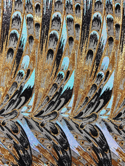 Feather Wing Sequin Fabric 54” Wide| New Creations Fabric & Foam Inc.