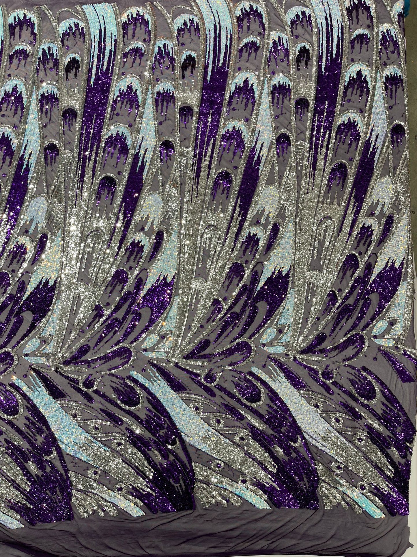 Feather Wing Sequin Fabric 54” Wide| New Creations Fabric & Foam Inc.
