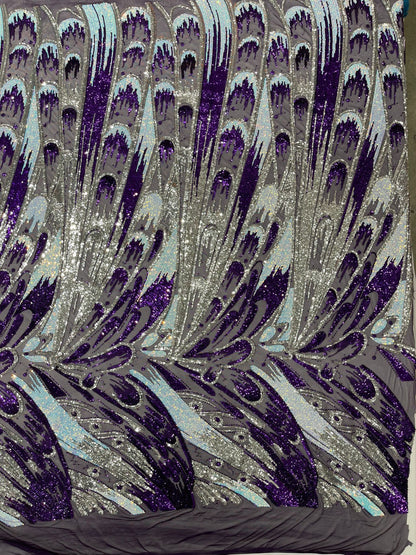 Feather Wing Sequin Fabric 54” Wide| New Creations Fabric & Foam Inc.