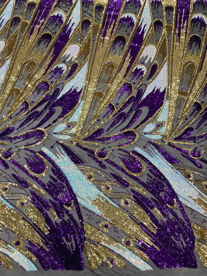 Feather Wing Sequin Fabric 54” Wide| New Creations Fabric & Foam Inc.