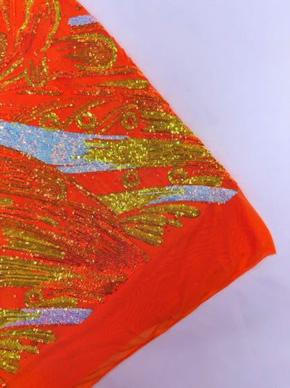 Feather Wing Sequin Fabric 54” Wide| New Creations Fabric & Foam Inc.