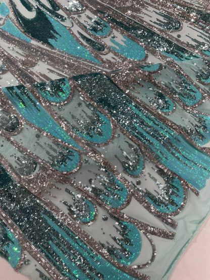 Feather Wing Sequin Fabric 54” Wide| New Creations Fabric & Foam Inc.