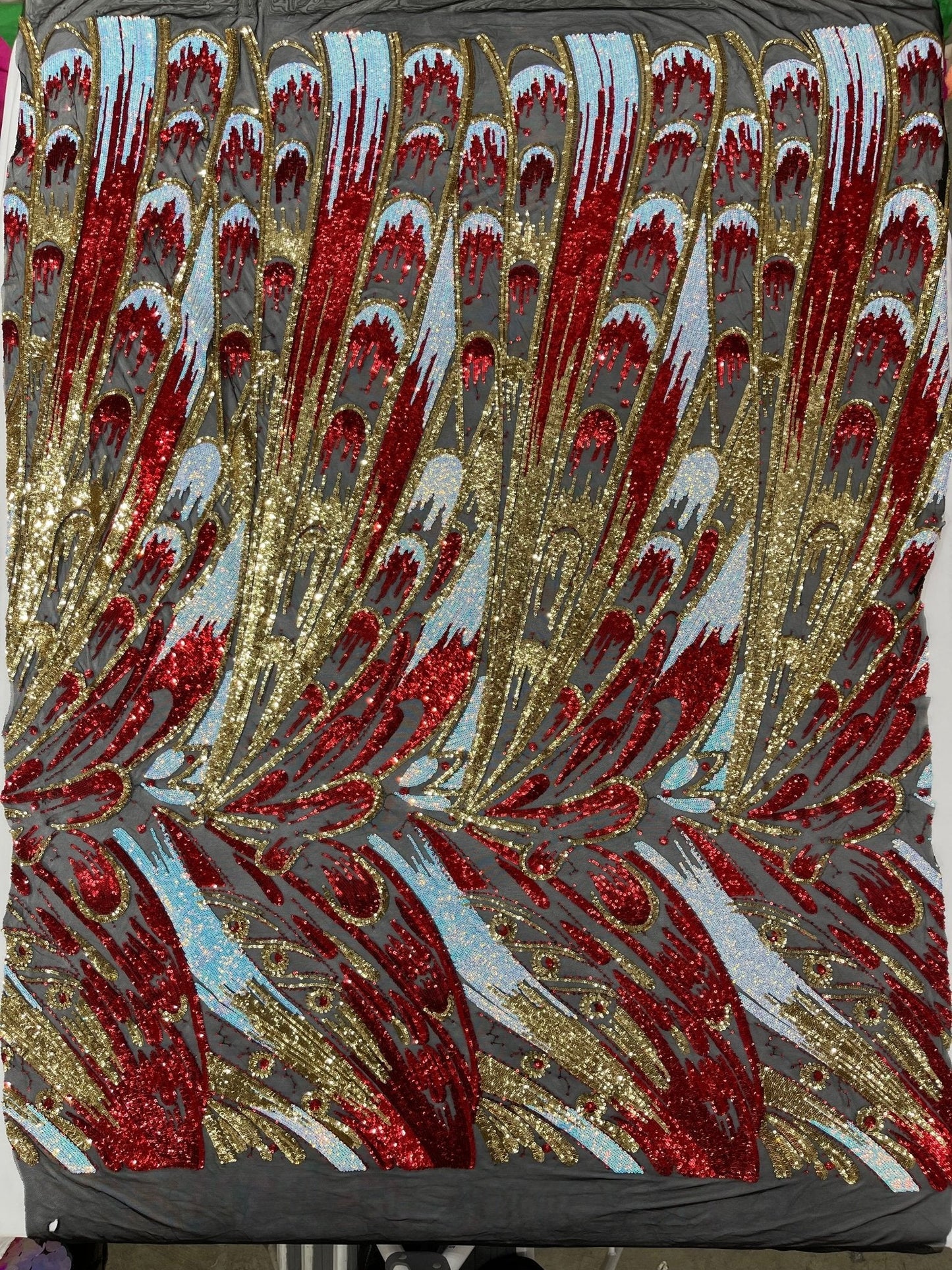 Feather Wing Sequin Fabric 54” Wide| New Creations Fabric & Foam Inc.