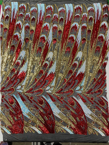 Feather Wing Sequin Fabric 54” Wide| New Creations Fabric & Foam Inc.