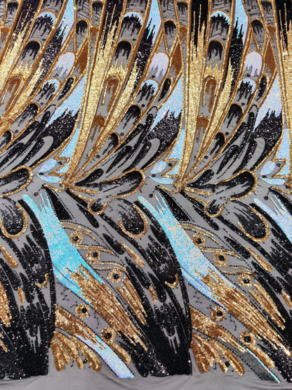 Feather Wing Sequin Fabric 54” Wide| New Creations Fabric & Foam Inc.