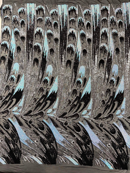 Feather Wing Sequin Fabric 54” Wide| New Creations Fabric & Foam Inc.