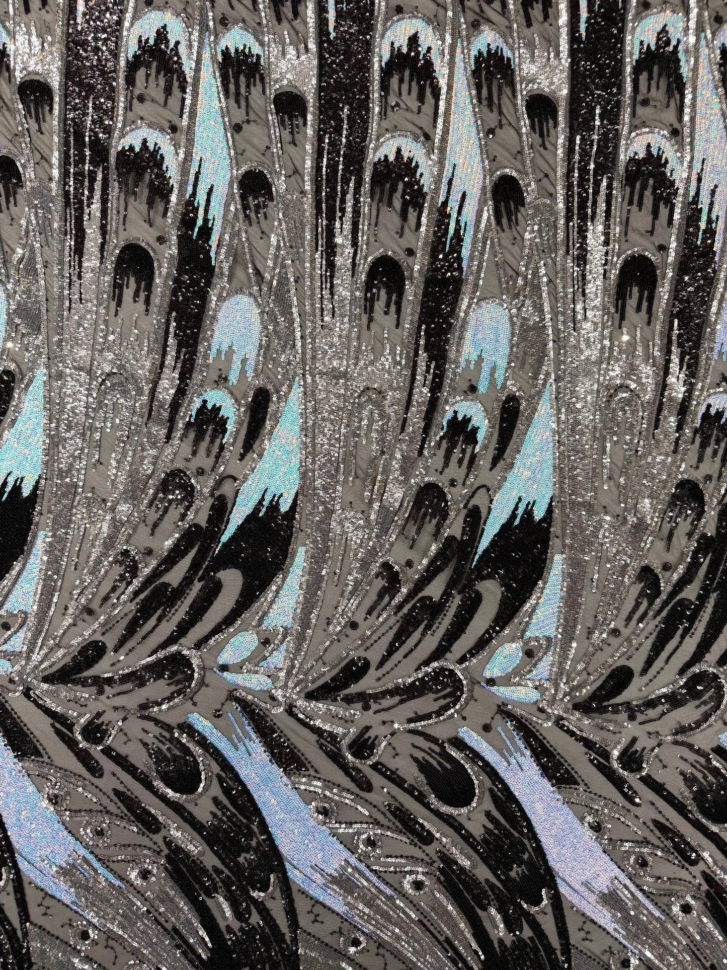 Feather Wing Sequin Fabric 54” Wide| New Creations Fabric & Foam Inc.