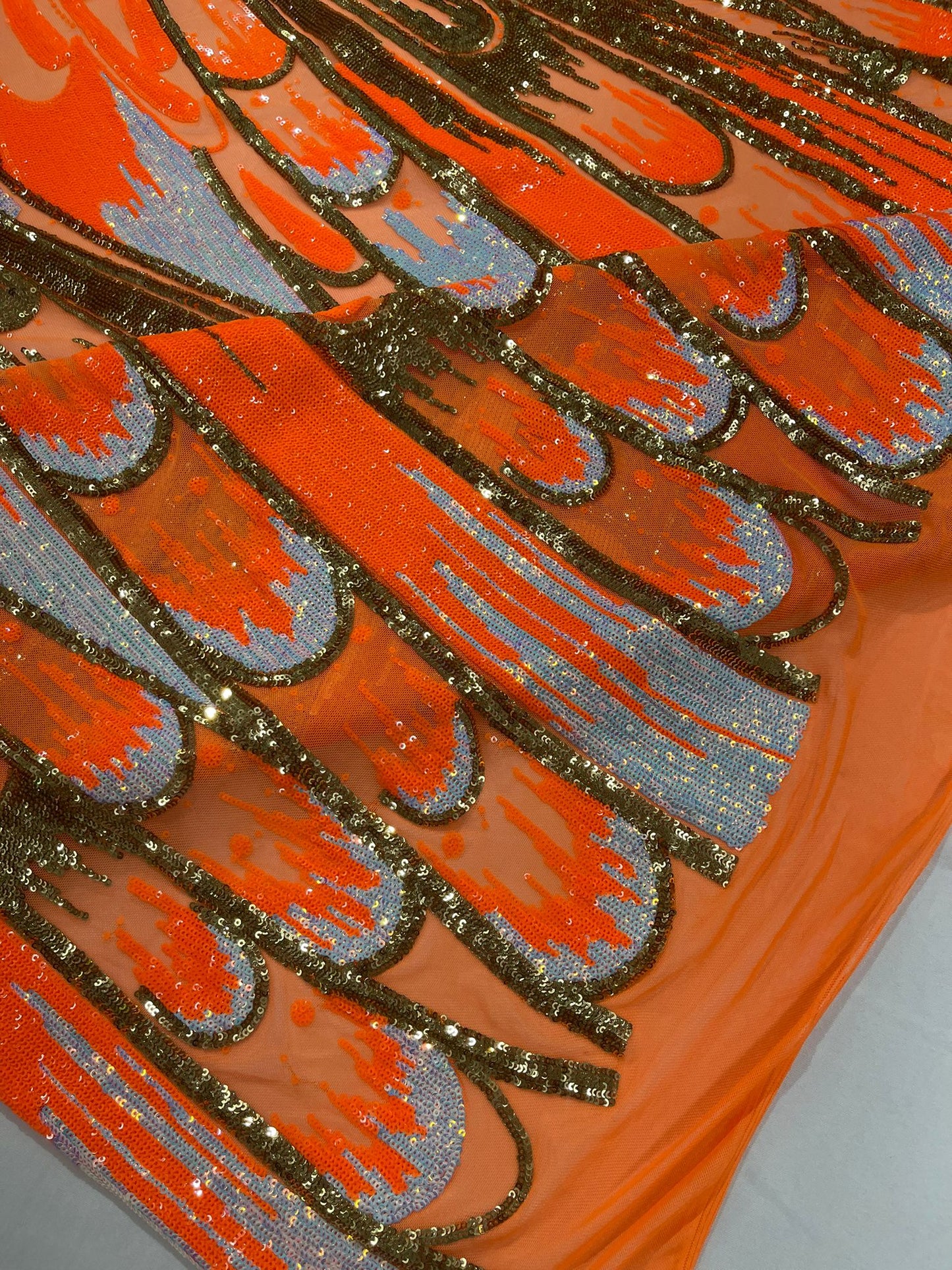 Feather Wing Sequin Fabric 54” Wide| New Creations Fabric & Foam Inc.