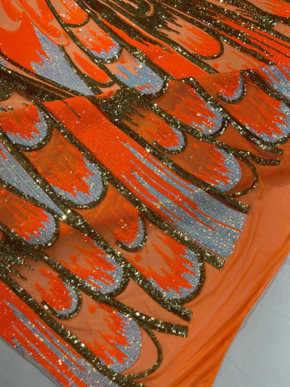 Feather Wing Sequin Fabric 54” Wide| New Creations Fabric & Foam Inc.