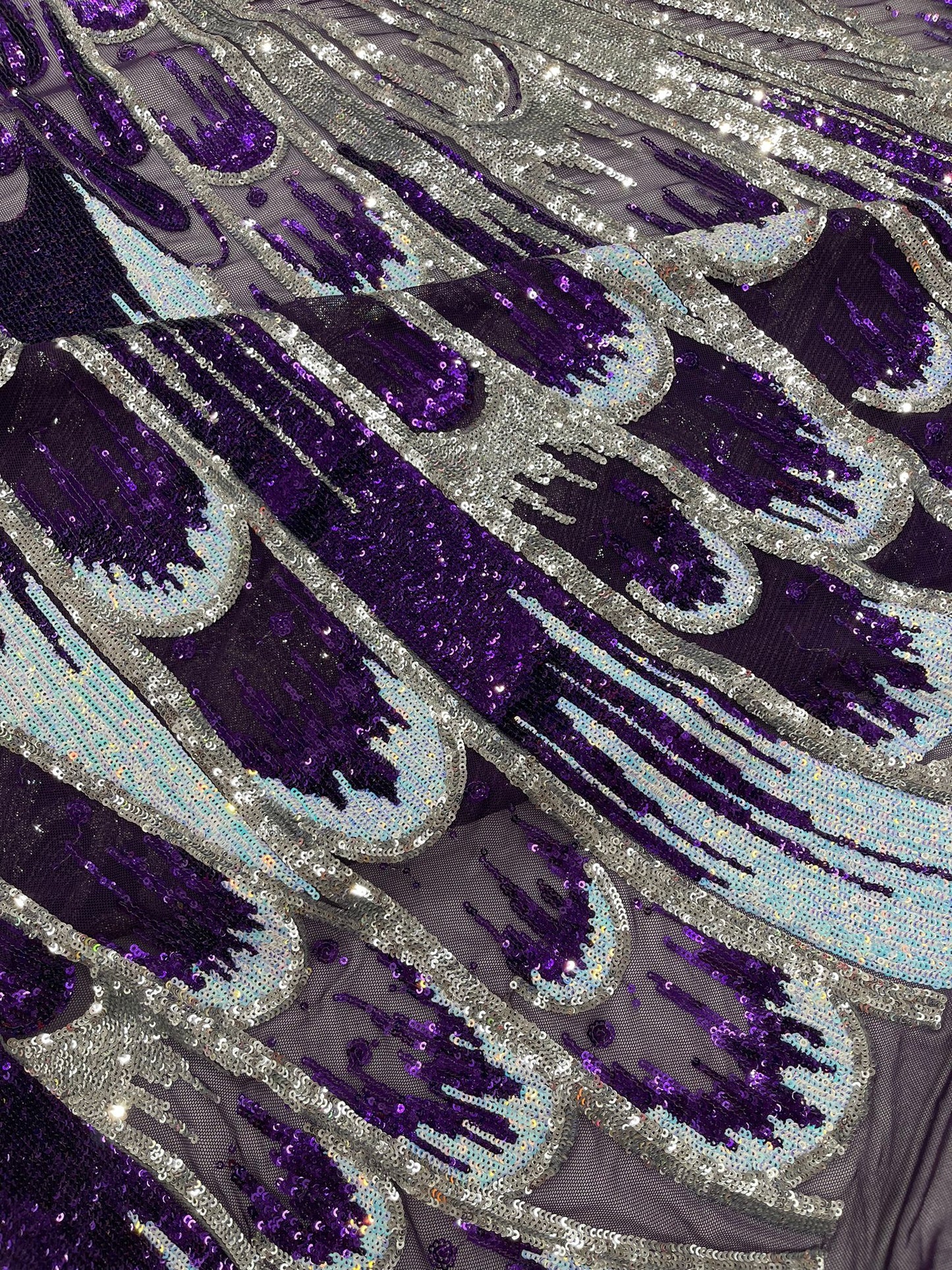 Feather Wing Sequin Fabric 54” Wide| New Creations Fabric & Foam Inc.