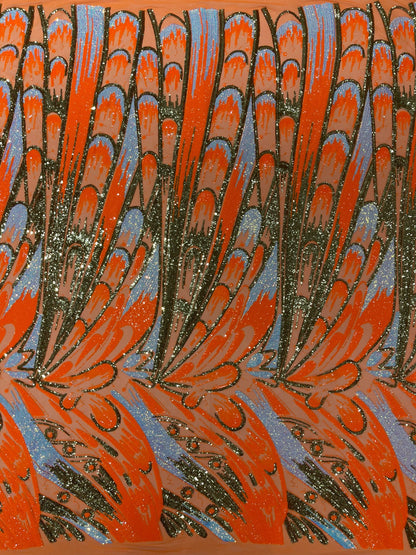 Feather Wing Sequin Fabric 54” Wide| New Creations Fabric & Foam Inc.