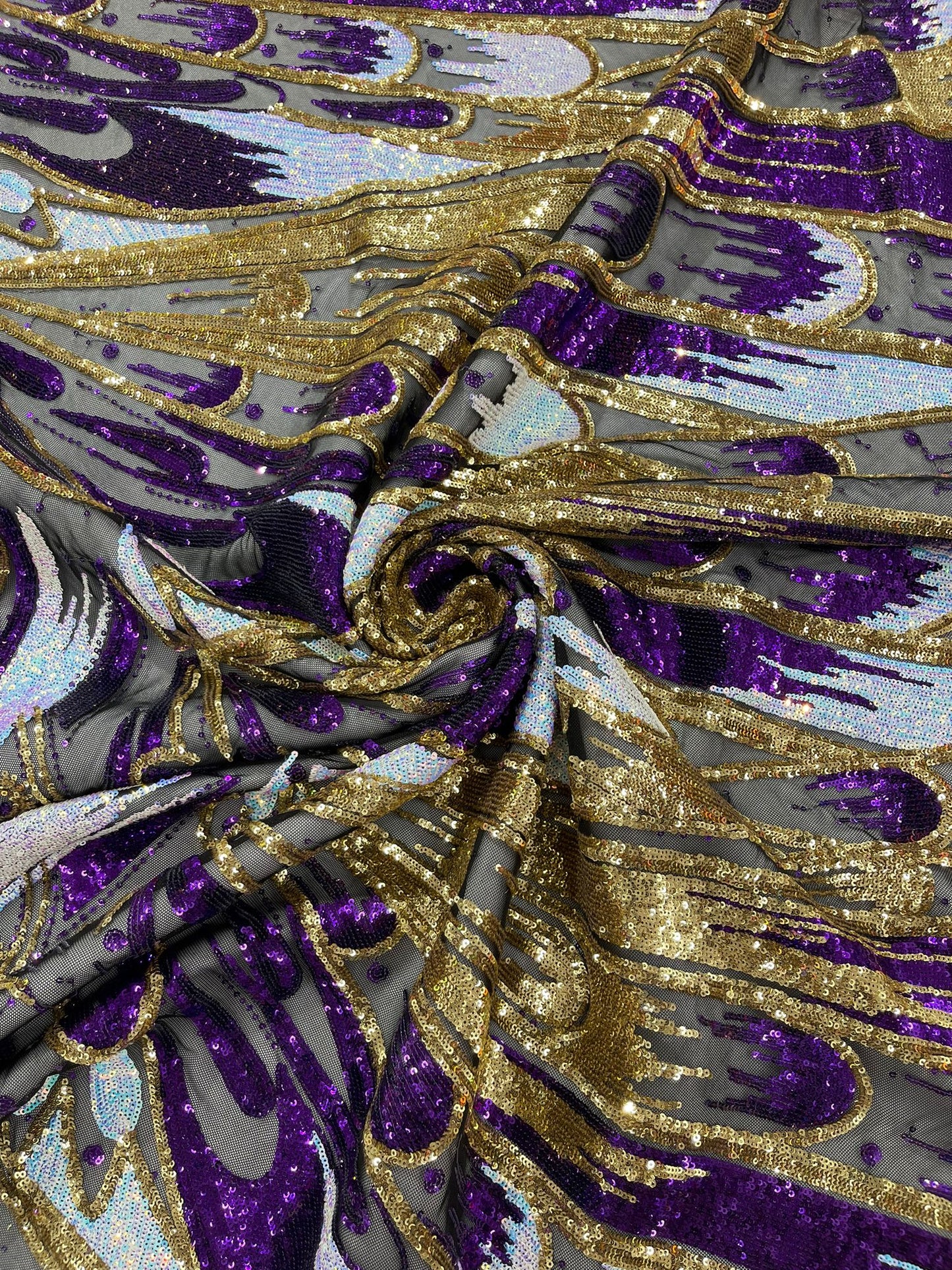 Feather Wing Sequin Fabric 54” Wide| New Creations Fabric & Foam Inc.