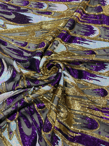 Feather Wing Sequin Fabric 54” Wide| New Creations Fabric & Foam Inc.