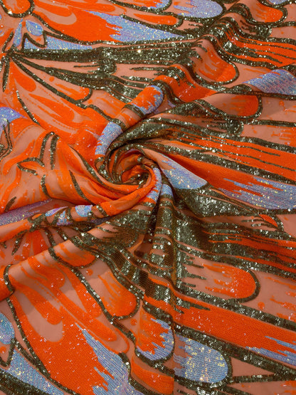 Feather Wing Sequin Fabric 54” Wide| New Creations Fabric & Foam Inc.