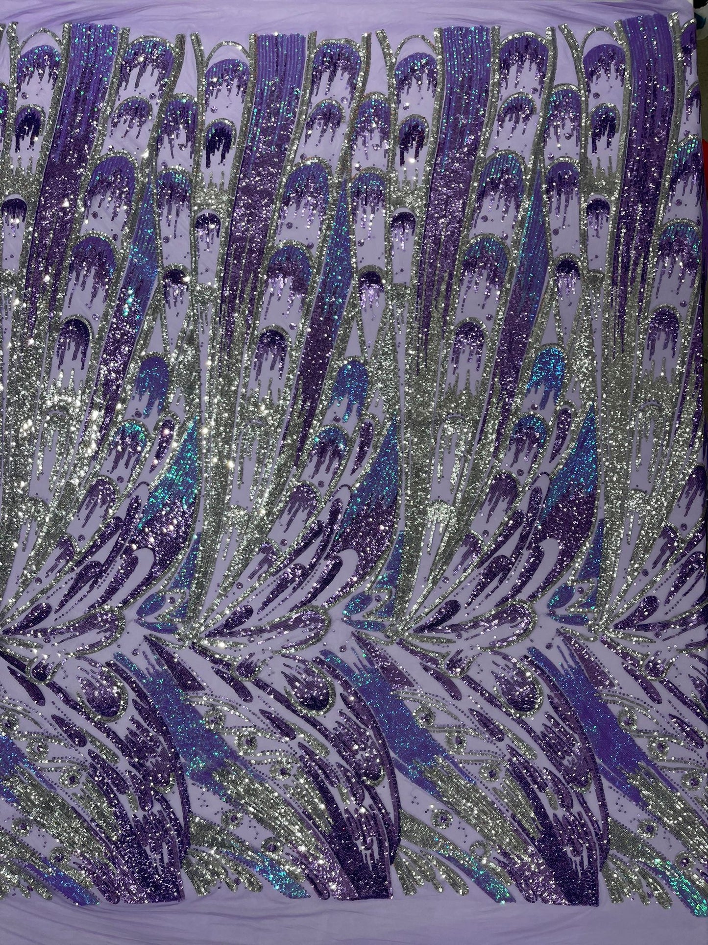 Feather Wing Sequin Fabric 54” Wide| New Creations Fabric & Foam Inc.