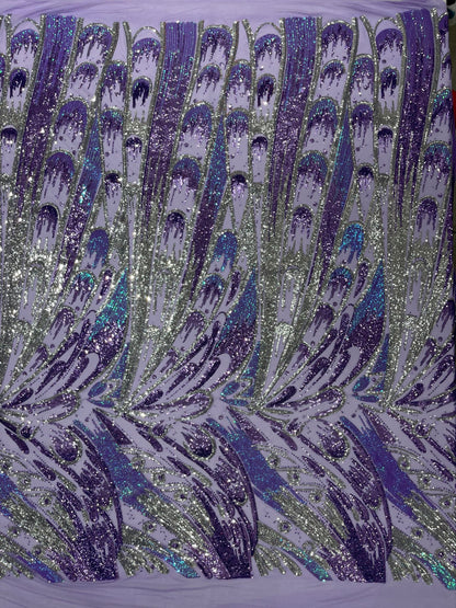 Feather Wing Sequin Fabric 54” Wide| New Creations Fabric & Foam Inc.