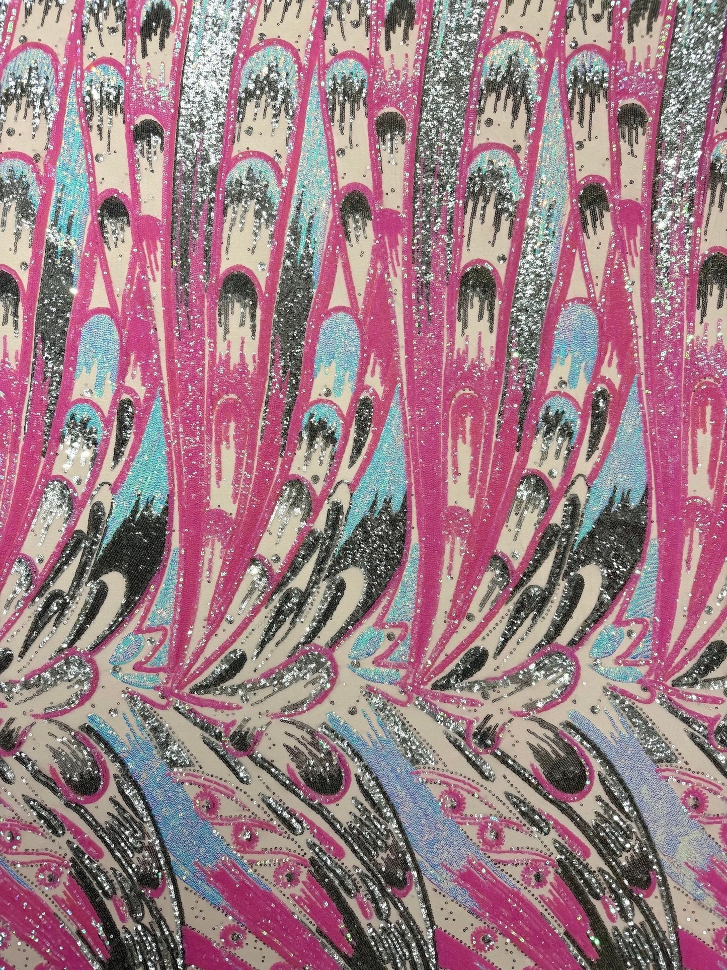 Feather Wing Sequin Fabric 54” Wide| New Creations Fabric & Foam Inc.
