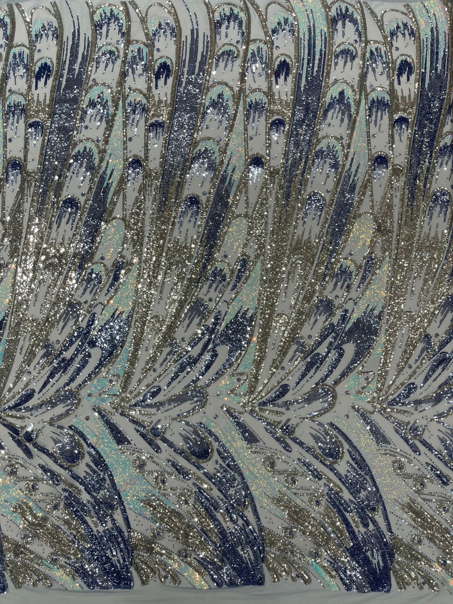 Feather Wing Sequin Fabric 54” Wide| New Creations Fabric & Foam Inc.