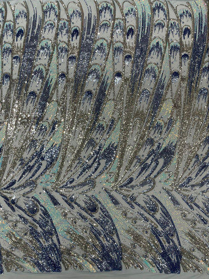 Feather Wing Sequin Fabric 54” Wide| New Creations Fabric & Foam Inc.