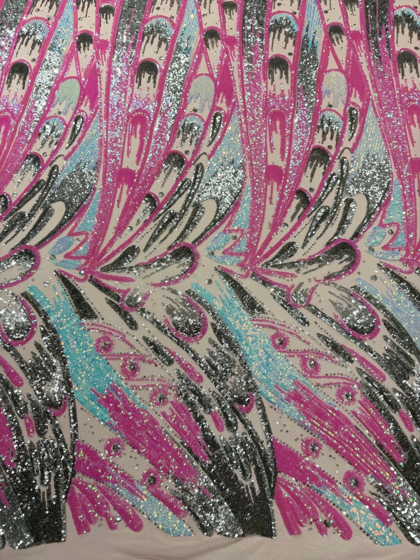 Feather Wing Sequin Fabric 54” Wide| New Creations Fabric & Foam Inc.