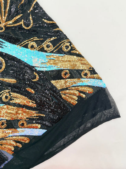 Feather Wing Sequin Fabric 54” Wide| New Creations Fabric & Foam Inc.