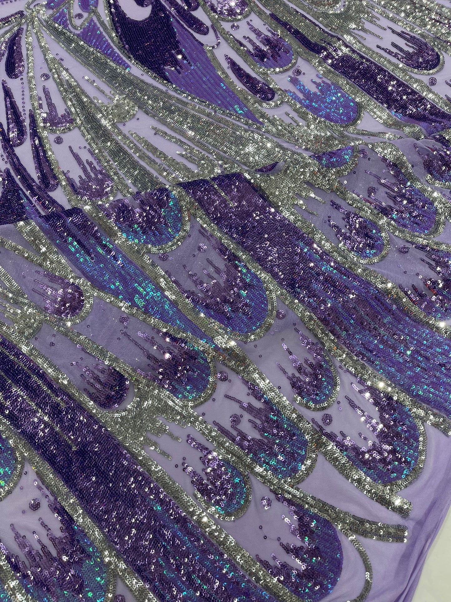 Feather Wing Sequin Fabric 54” Wide| New Creations Fabric & Foam Inc.