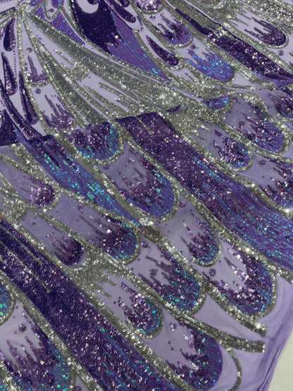 Feather Wing Sequin Fabric 54” Wide| New Creations Fabric & Foam Inc.