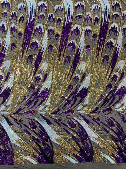 Feather Wing Sequin Fabric 54” Wide| New Creations Fabric & Foam Inc.