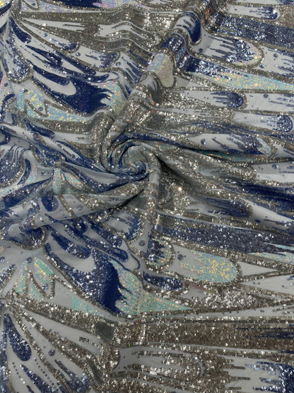 Feather Wing Sequin Fabric 54” Wide| New Creations Fabric & Foam Inc.
