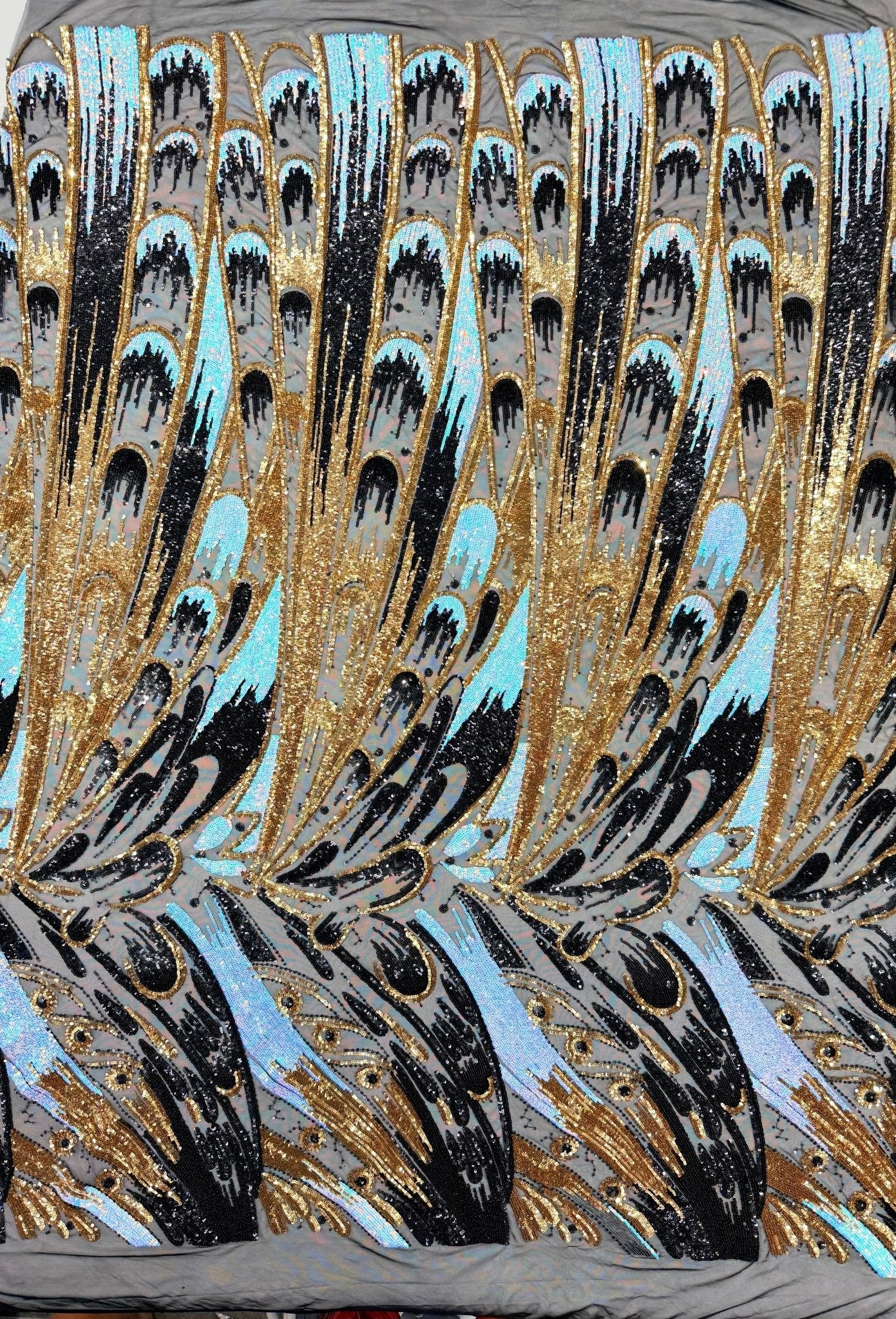 Feather Wing Sequin Fabric 54” Wide| New Creations Fabric & Foam Inc.