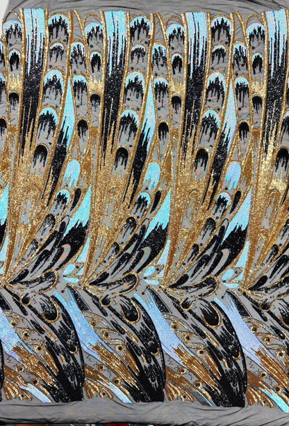 Feather Wing Sequin Fabric 54” Wide| New Creations Fabric & Foam Inc.