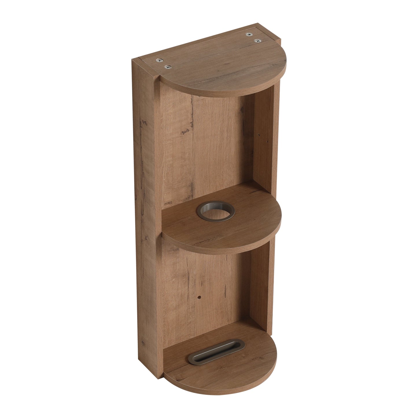 Modern Bathroom Wall-Mounted Storage Rack with Floating Design in Imitative Oak Plywood, 12 Inches