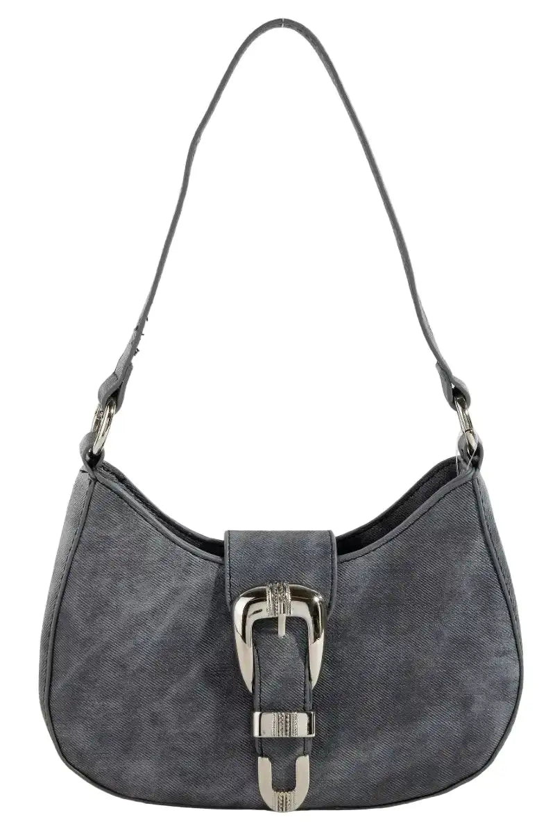 Fame Buckle Detail Hobo Shoulder Bag