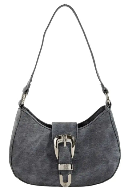 Fame Buckle Detail Hobo Shoulder Bag