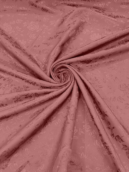 Flower Rose Jacquard Satin 58" Wide| New Creations Fabric & Foam Inc.