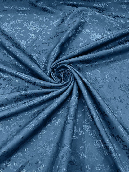 Flower Rose Jacquard Satin 58" Wide| New Creations Fabric & Foam Inc.