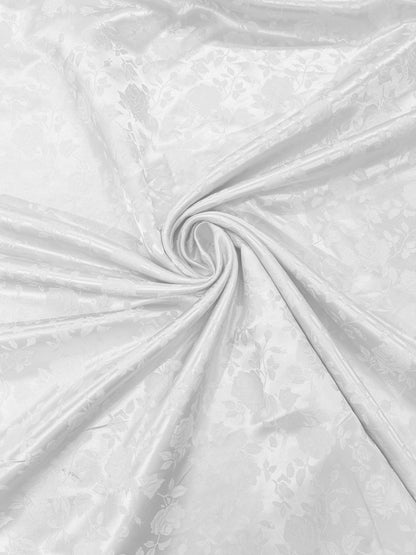 Flower Rose Jacquard Satin 58" Wide| New Creations Fabric & Foam Inc.