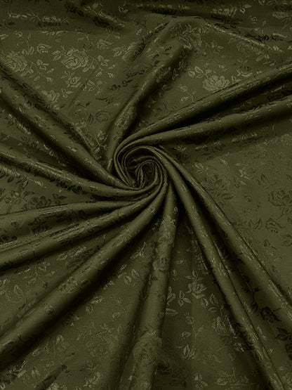 Flower Rose Jacquard Satin 58" Wide| New Creations Fabric & Foam Inc.
