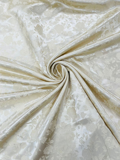 Flower Rose Jacquard Satin 58" Wide| New Creations Fabric & Foam Inc.