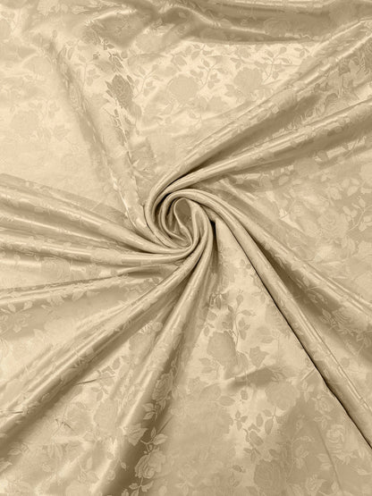 Flower Rose Jacquard Satin 58" Wide| New Creations Fabric & Foam Inc.