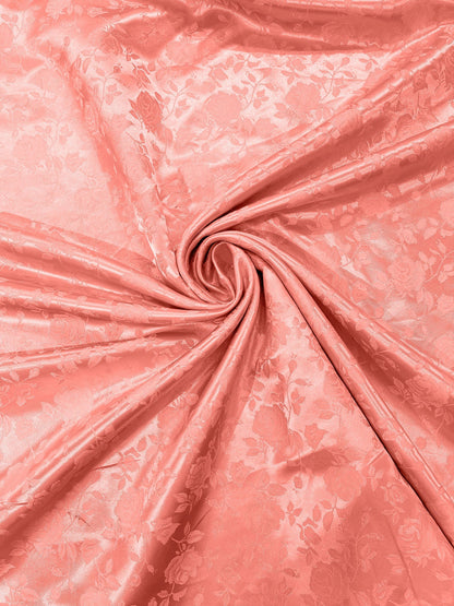 Flower Rose Jacquard Satin 58" Wide| New Creations Fabric & Foam Inc.