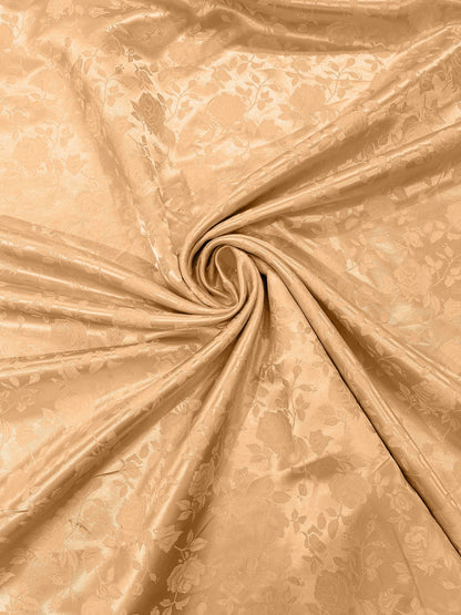 Flower Rose Jacquard Satin 58" Wide| New Creations Fabric & Foam Inc.