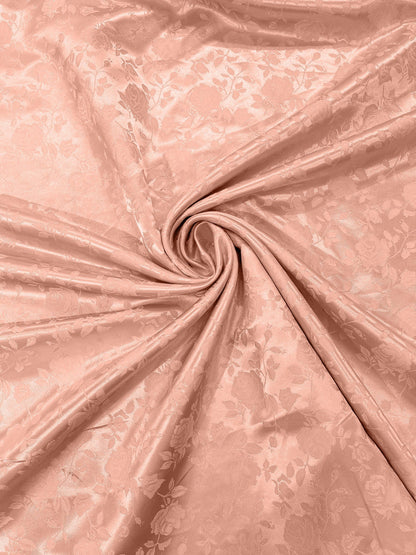 Flower Rose Jacquard Satin 58" Wide| New Creations Fabric & Foam Inc.