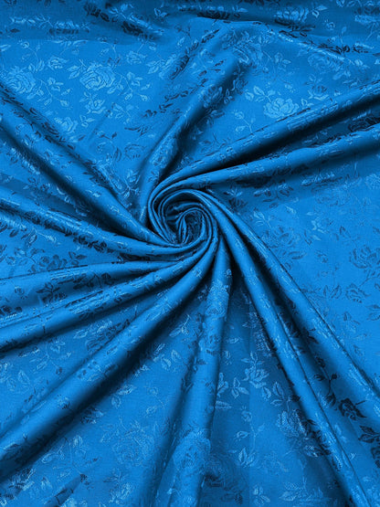 Flower Rose Jacquard Satin 58" Wide| New Creations Fabric & Foam Inc.