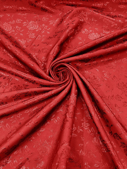Flower Rose Jacquard Satin 58" Wide| New Creations Fabric & Foam Inc.