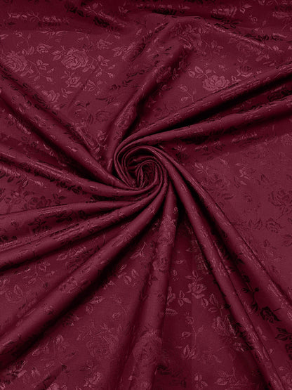 Flower Rose Jacquard Satin 58" Wide| New Creations Fabric & Foam Inc.