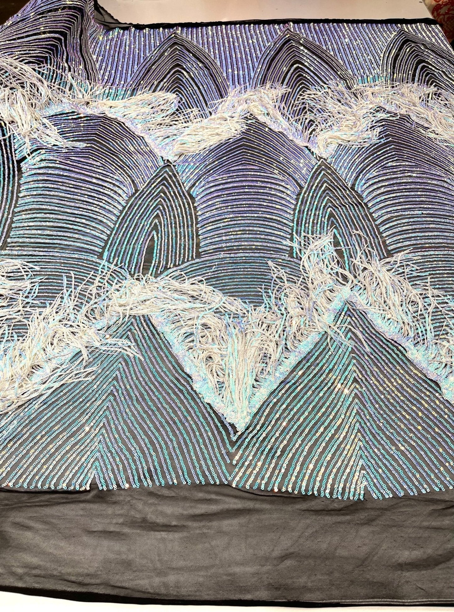 Fringe sequin Fabric 54” Wide| New Creations Fabric & Foam Inc.