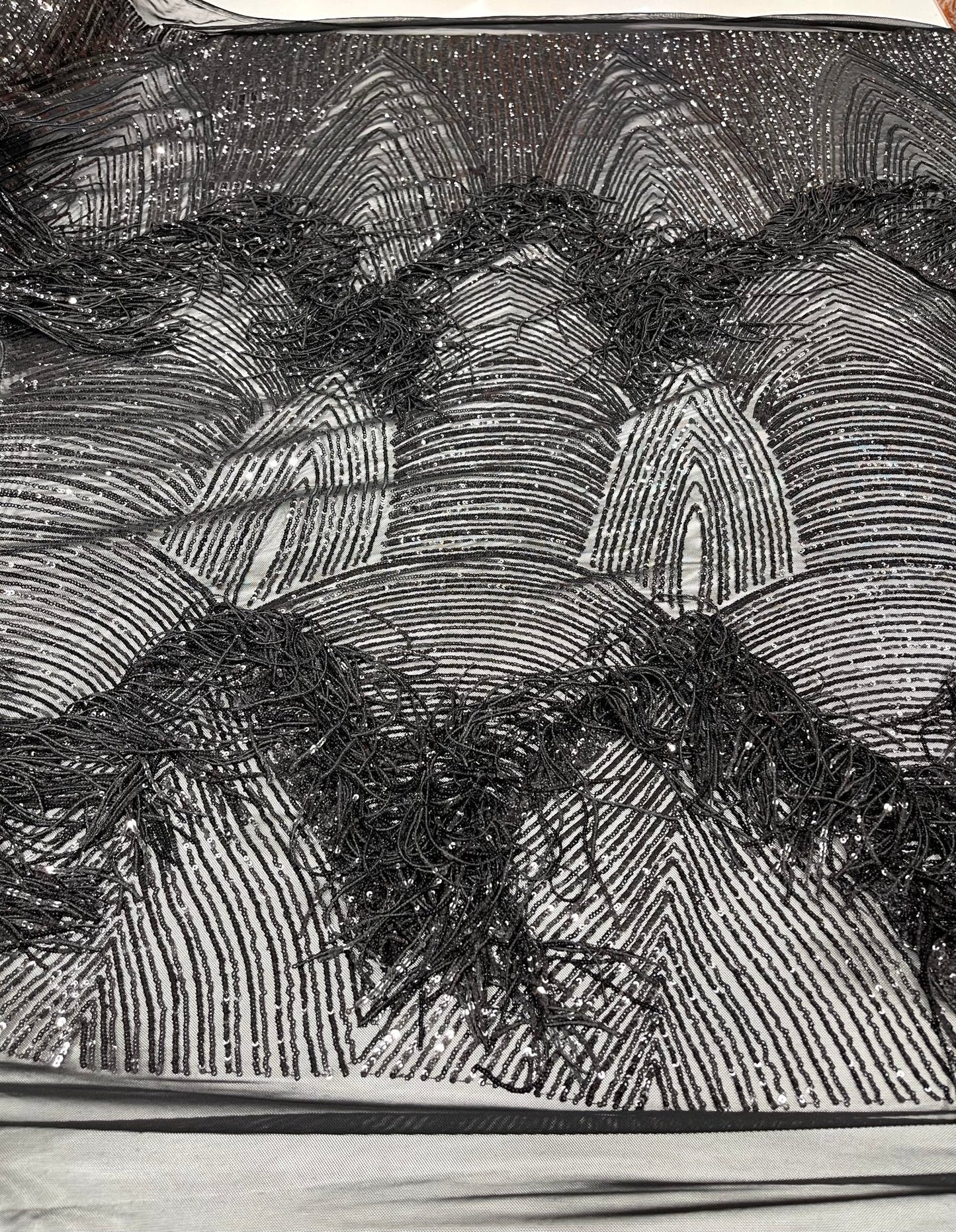 Fringe sequin Fabric 54” Wide| New Creations Fabric & Foam Inc.