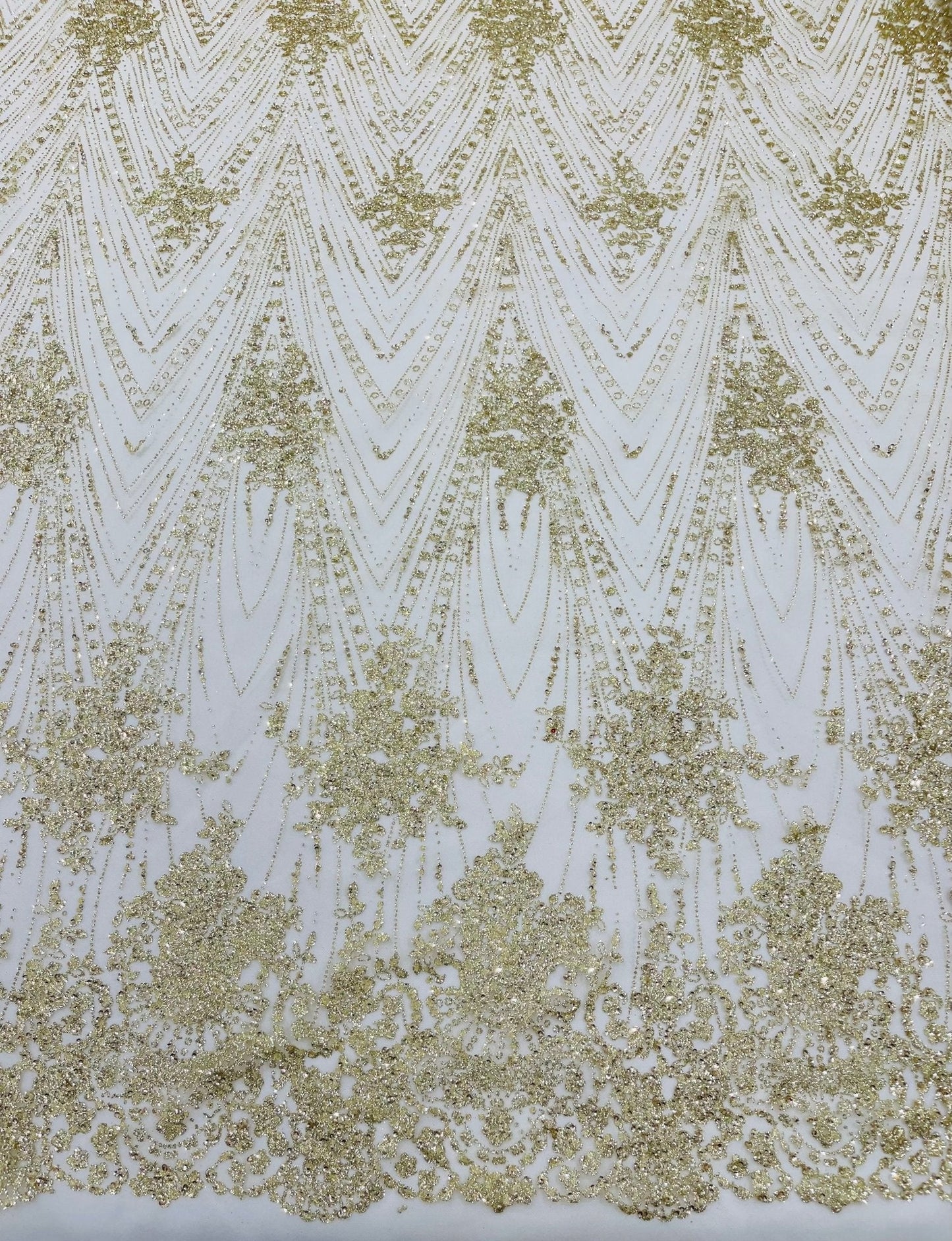 Geometric Damask Glitter Design On A Mesh Lace 54” Wide| New Creations Fabric & Foam Inc.